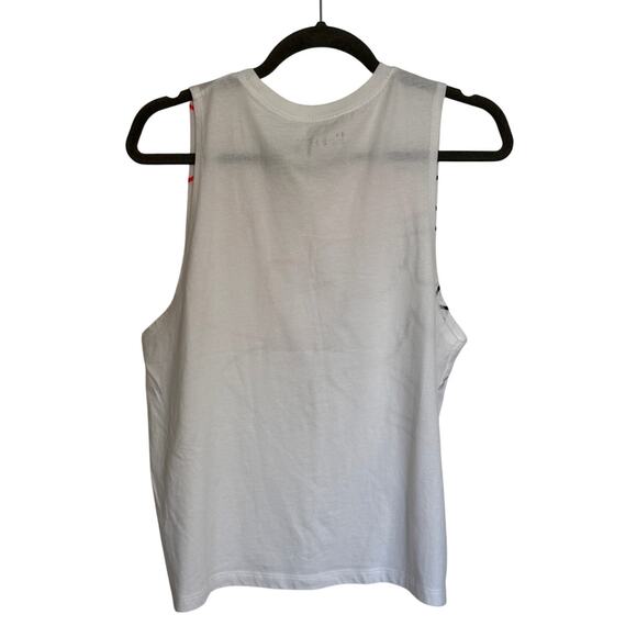 Under Armour Sz L sleeveless orange & white abstract workout or casual wear - Picture 3 of 5